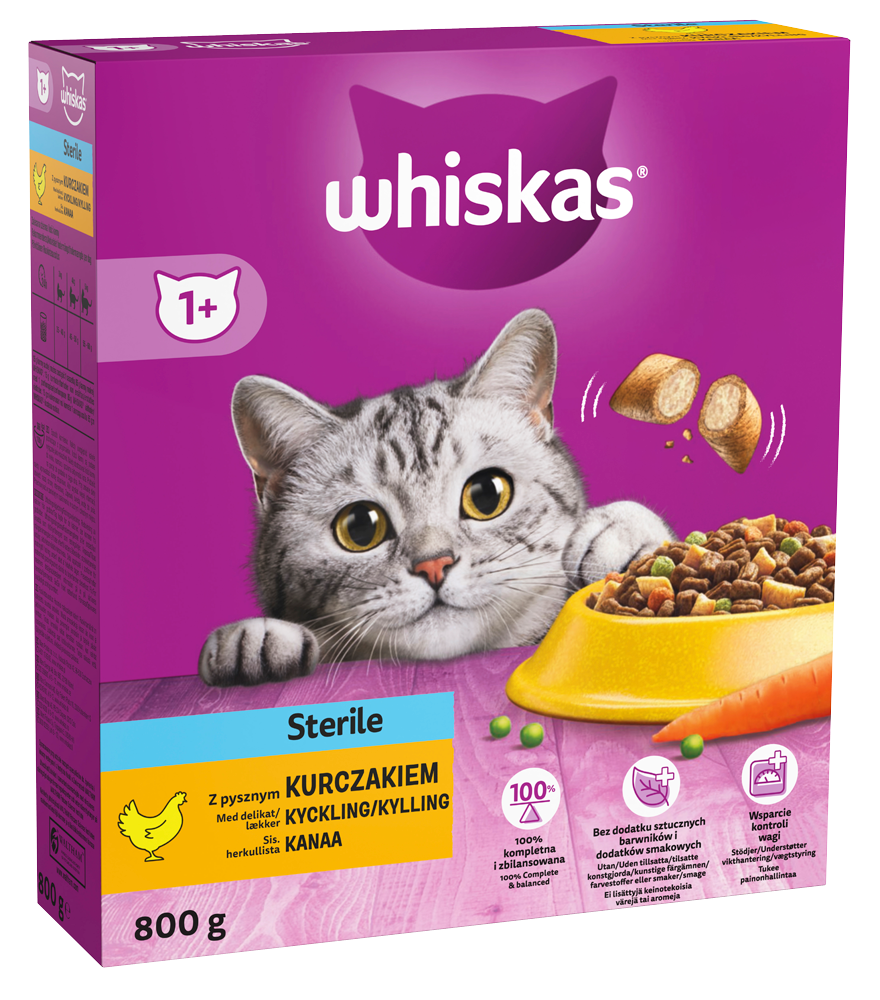 Whiskas 1+ Sterile Chicken 800g. EAN 5900951305702 1